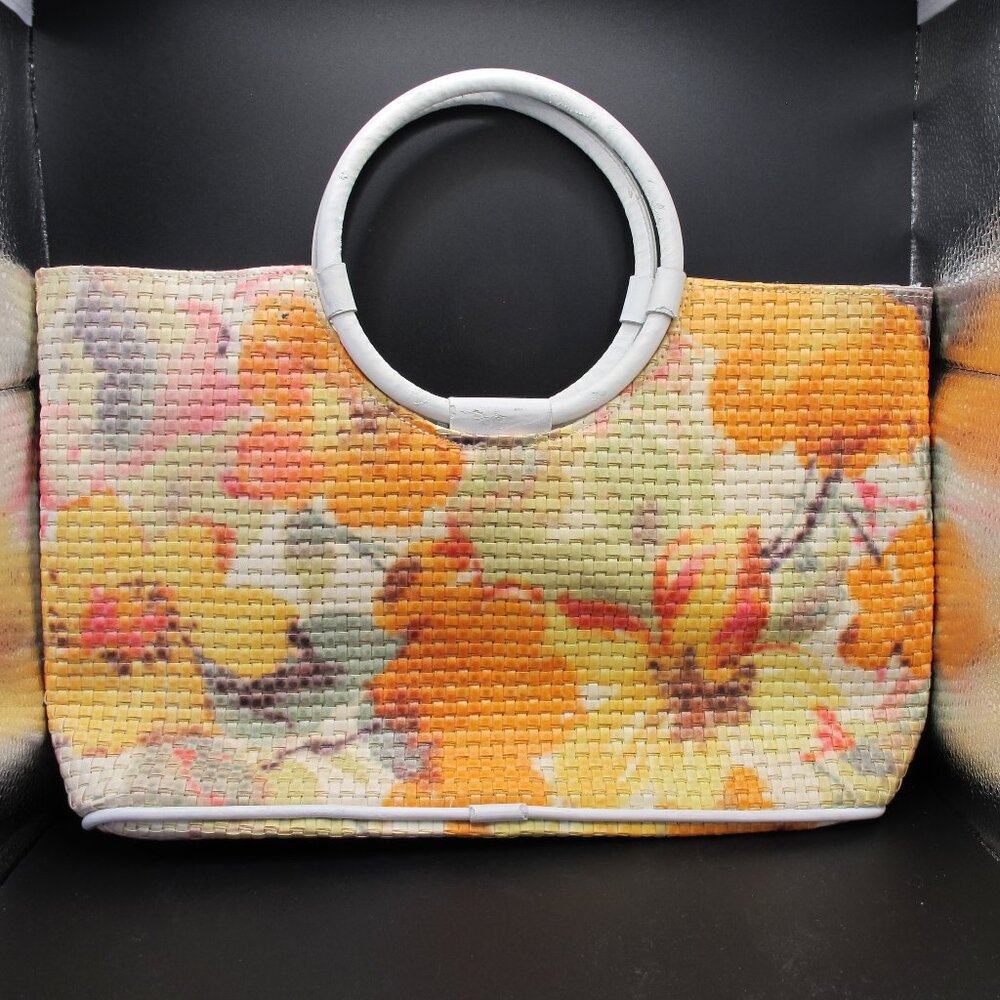 Vintage Maurizio Taiuti tote with floral design on woven leather - Picture 3 of 16